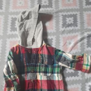 Plaid button up hoodie